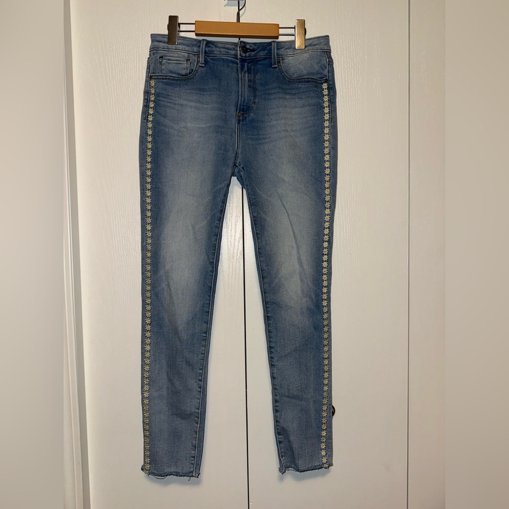 Driftwood Jackie Floral Embroidered High Rise Skinny Jeans